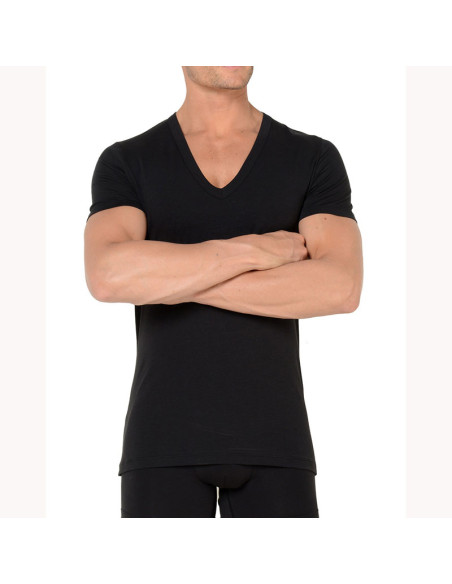 Tee-Shirt Col V, Smart Cotton, Hom, 349789