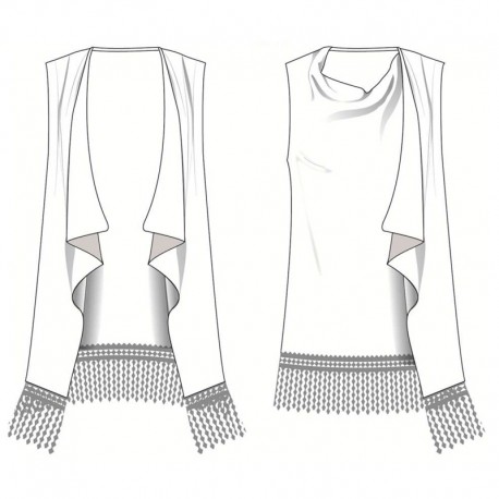 Veste Longues Sans Manches Laine& Soie Maille Plate, Oscalito 8254