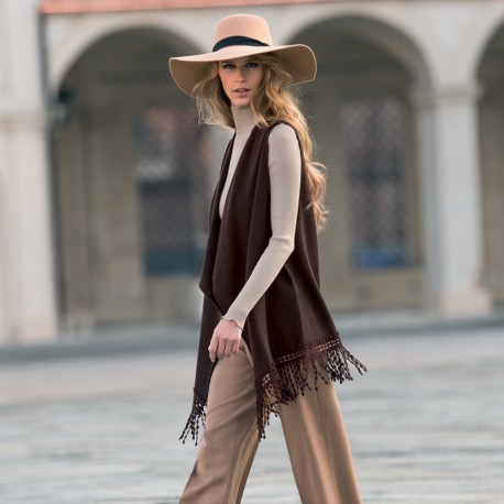 Veste Longues Sans Manches Laine& Soie Maille Plate, Oscalito 8254