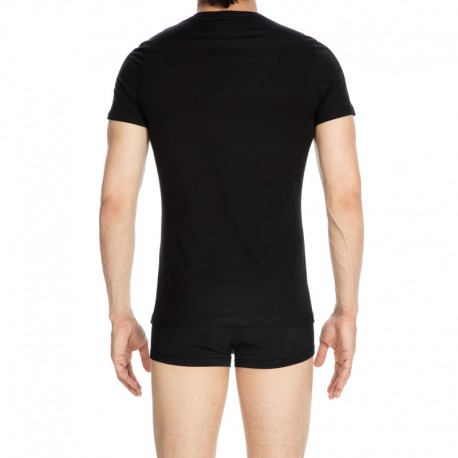 Tee-Shirt Col V Manches Courtes, Classique, Hom 400206