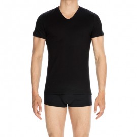 Tee-Shirt Col V Manches Courtes, Classique, Hom 400206