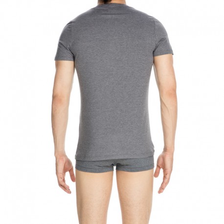 Tee-Shirt Col V Manches Courtes, Classique, Hom 400206