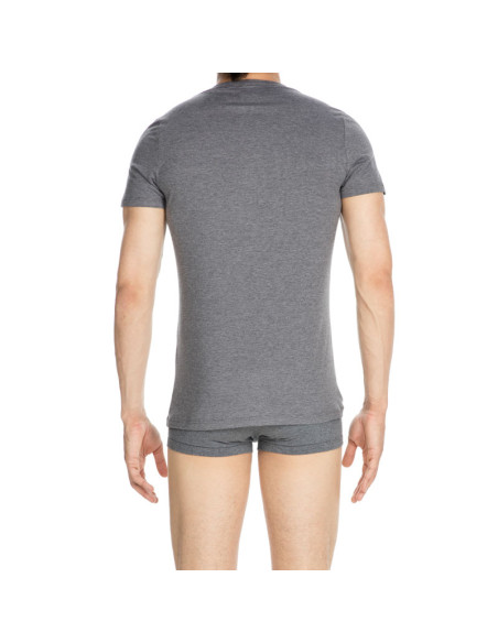 Tee-Shirt Col V Manches Courtes, Classique, Hom 400206