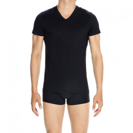 Tee-Shirt Col V Manches Courtes, Classique, Hom 400206