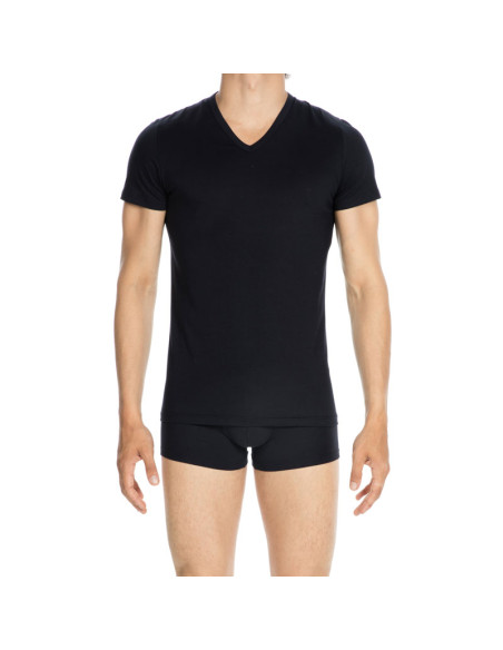 Tee-Shirt Col V Manches Courtes, Classique, Hom 400206