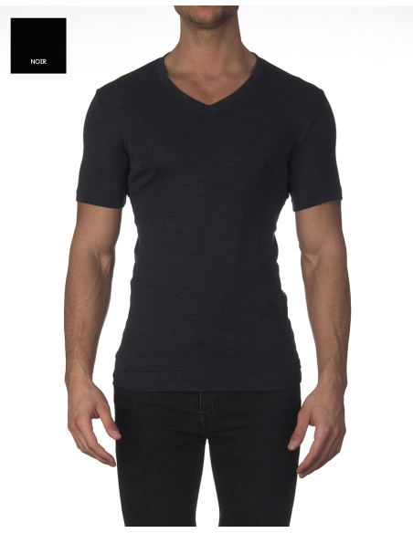 Pull / Sous Pull Manches Courtes Col V, Laine et Soie, Oscalito 622