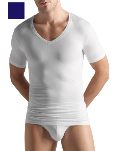Tee-Shirt Col V Manches Courtes, , Cotton Superior, Hanro 073089