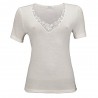 Tee-Shirt Manches Courtes Col V Dentelles, Emily, Laine-Soie-Coton