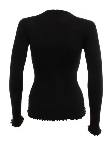 Gilet Zip Strass Manches Longues, 85% Laine 15% Soie, Moretta 5391-NERO