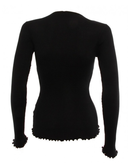 Gilet Zip Strass Manches Longues, 85% Laine 15% Soie, Moretta 5391-NERO