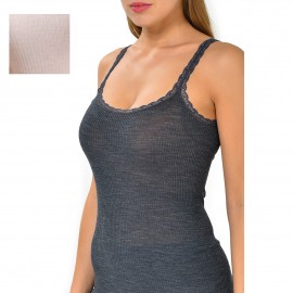 Débardeur Col rond Dentelle, Amelie, Laine-Soie AMELIE S/S