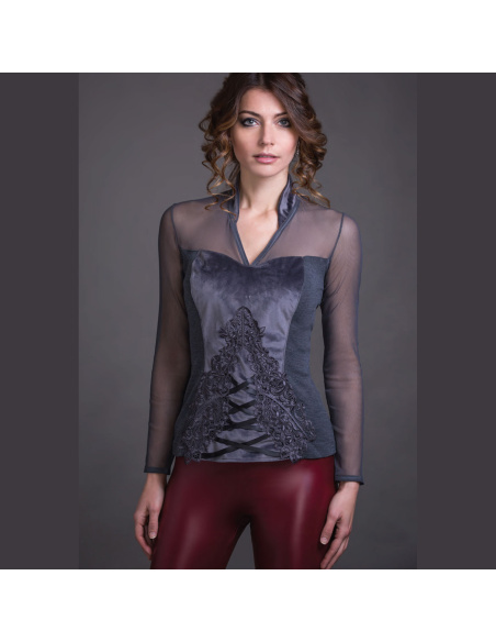 Long Sleeved Top Wool & Silk, Velvet, Artimaglia 69504-100