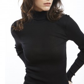 Top Manches Longues Plissé Col Roulé 70%Laine-30%Soie, Oscalito 9516-020