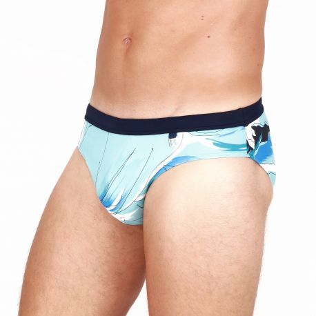 Maillot Mini Slip, Aqua, Hom 401648-00PF