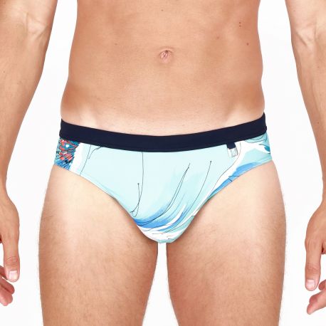 Maillot Mini Slip, Aqua, Hom 401648-00PF