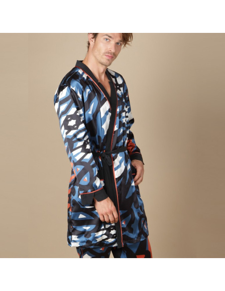 Peignoir 98% Soie 2% Spandex, Arthur Imprimé Graphique, Marjolaine 4ART2001-0292