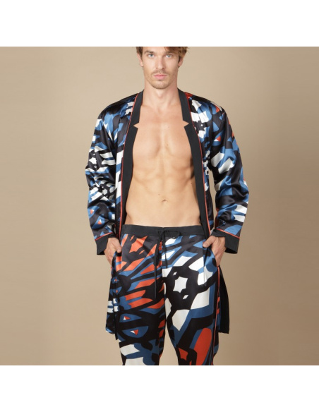 Peignoir 98% Soie 2% Spandex, Arthur Imprimé Graphique, Marjolaine 4ART2001-0292