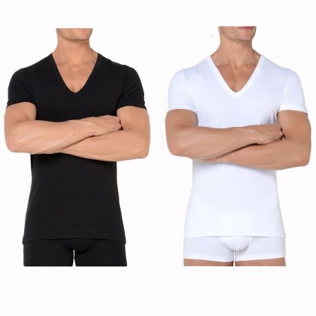 Tee-Shirt Col V, Smart Cotton, Hom, 349789