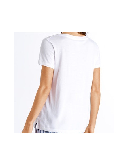 T-Shirt Manches Courtes Col V, Sleep & Lounge - Jaune Radian, Hanro, 077876-0101