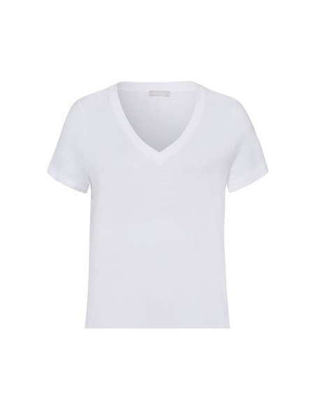 T-Shirt Manches Courtes Col V, Sleep & Lounge - Jaune Radian, Hanro, 077876-0101