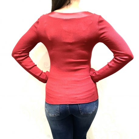 Laine et Soie Plissé Col Satin Manches Longues, Oscalito 5304-615