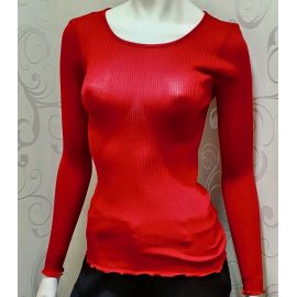 Top Manches Longues Plissé Ras de Cou 70%Laine-30%Soie, Oscalito 9515-615