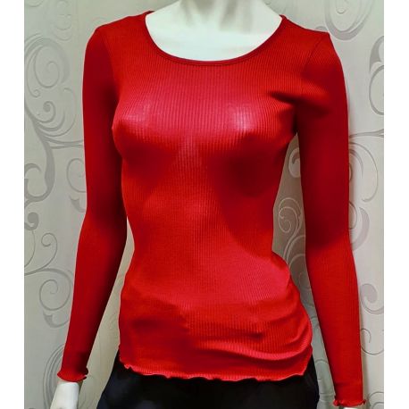 Top Manches Longues Plissé Ras de Cou 70%Laine-30%Soie, Oscalito 9515-615