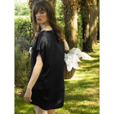 Tunique Courte, Soie, Marjolaine 3SOI0505-0004 Noir