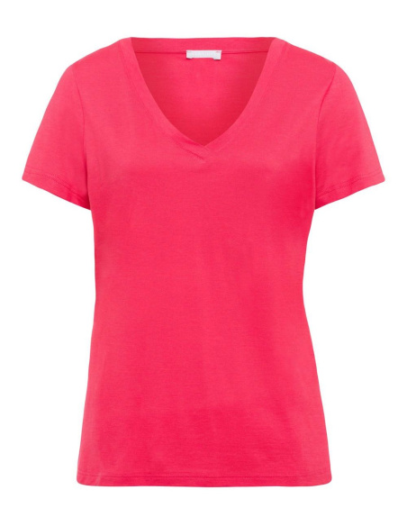 T-Shirt Manches Courtes Col V, Sleep & Lounge - Géranium, Hanro, 077876-1399