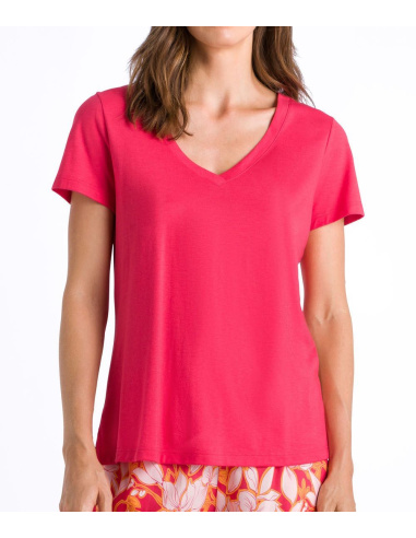 T-Shirt Manches Courtes Col V, Sleep & Lounge - Jaune Radian, Hanro, 077876-1399