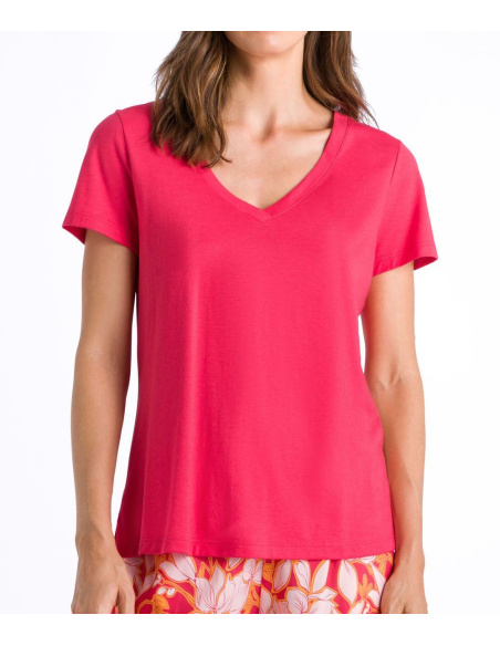 T-Shirt Manches Courtes Col V, Sleep & Lounge - Jaune Radian, Hanro, 077876-1399