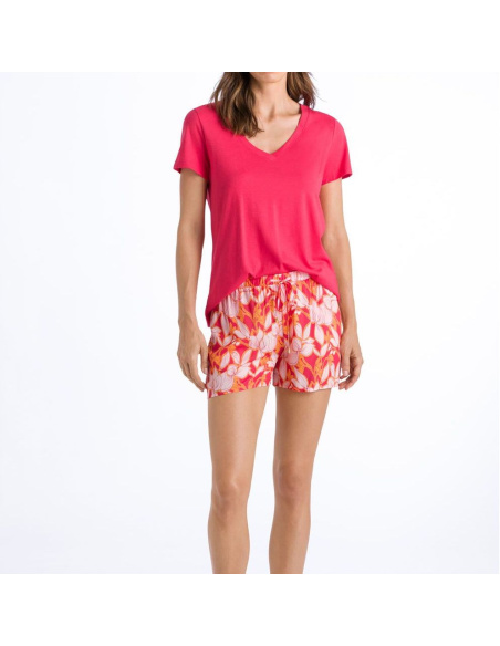 T-Shirt Manches Courtes Col V, Sleep & Lounge - Jaune Radian, Hanro, 077876-1399