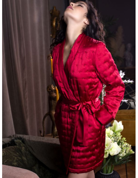 Peignoir Court en Soie Matelassée, Soie Unique, Marjolaine 3SOI2018-0005