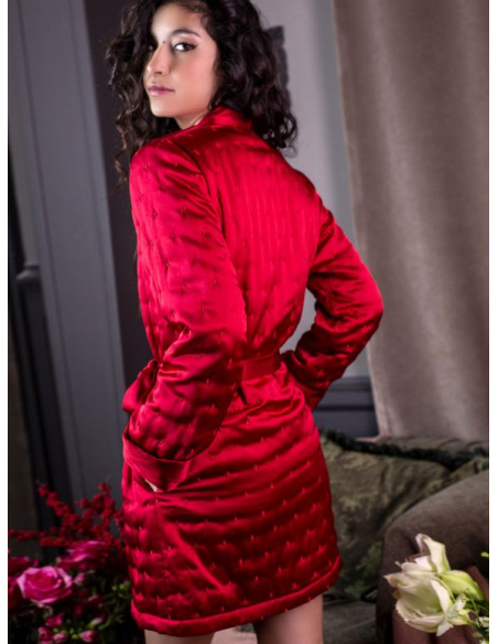 Peignoir Court en Soie Matelassée, Soie Unique, Marjolaine 3SOI2018-0005