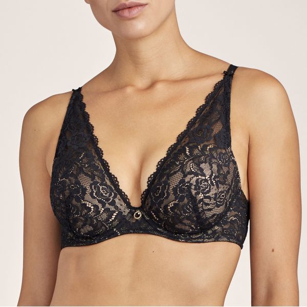 Soutien-Gorge Plunge Foulard, Rosessence, Aubade HK81-NOIR