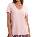 T-Shirt Manches Courtes Col V, Sleep & Lounge, Hanro, 077876-1768