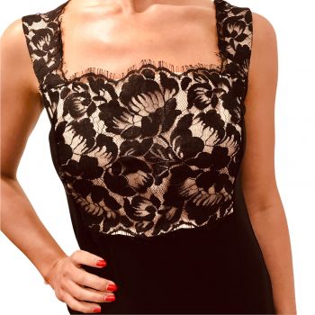 Robe Sans Manches Laine & Soie Plat Chantilly, Oscalito 4734 2