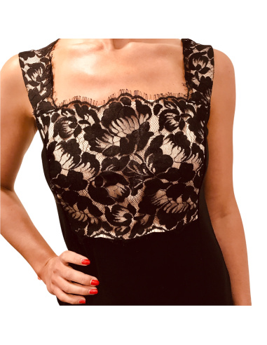 Sleeveless Dress Wool & Silk Flat Chantilly, Oscalito 4734