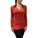 Pull Manches Longues Col Satin, 70% Laine et 30% Soie, Oscalito 6494-660