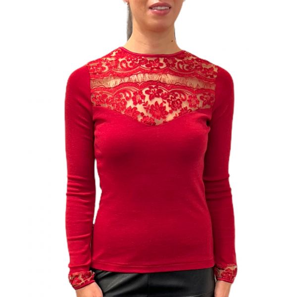 Pull Girocollo Laine & Soie Manches Longues, Ricamo Tattoo Artimaglia 75204-227