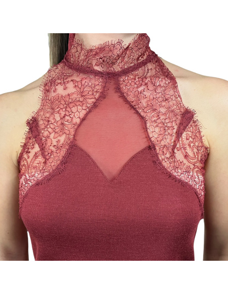 Top Tour Du Cou Tulle & Dentelle , Laine & Soie, Lisanza 2554-0311