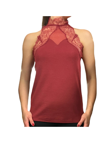 Top Tour Du Cou Tulle & Dentelle , Laine & Soie, Lisanza 2554-0311