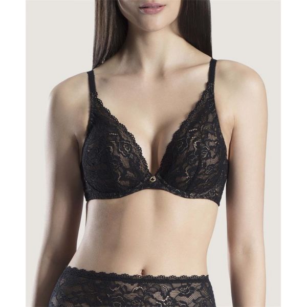 Soutien-Gorge Triangle Plunge, Rosessence, Aubade HK12-NOIR