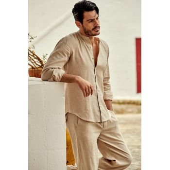 Chemise Col Mao, Leo, David DM22-33-BEIGE