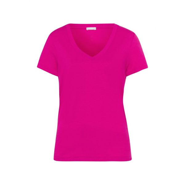 T-Shirt Manches Courtes Col V, Sleep & Lounge - Fuschia, Hanro, 077876-1370