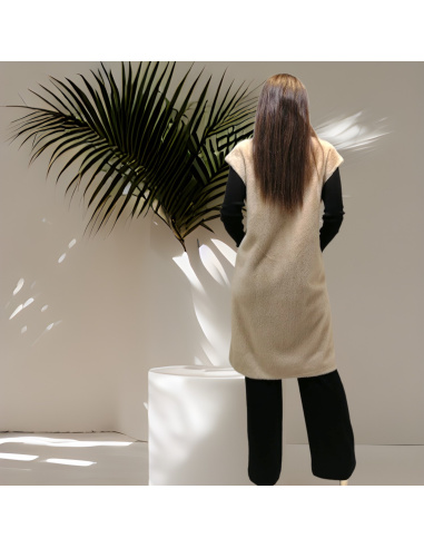 3/4 Buttoned Sleeveless Coat Eco Fur, Lou Andrea 127MIMI