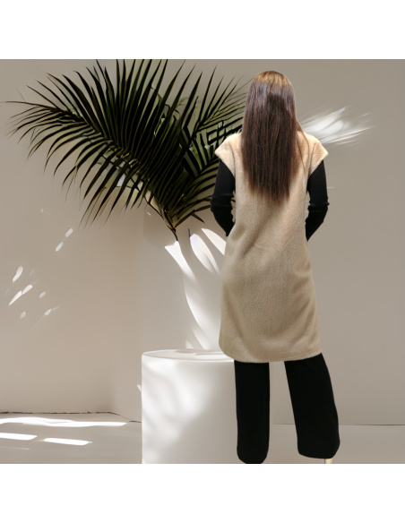 3/4 Buttoned Sleeveless Coat Eco Fur, Lou Andrea 127MIMI