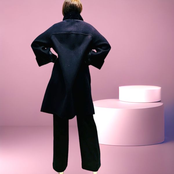 3/4 Buttoned Coat in Wool and Mink, Lou Andrea SUN-7768