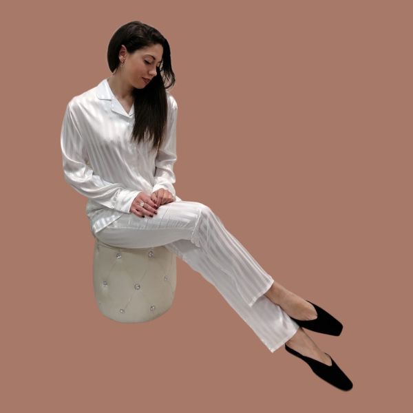 Pyjama Satin Boutonné Nacré, Admas 55838