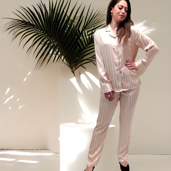 Pyjama Satin Rose Poudré, Admas 55838